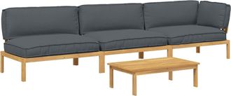 vidaXL Set Di Divani 4 Pz Antracite Legno Di Acacia Massello Vidaxl
