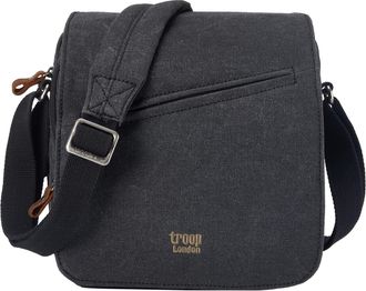 Troop London TRP0238 Classic Canvas Across Body Bag Black Stone Washed
