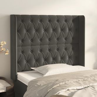 vidaXL Cabecero Con Orejas De Terciopelo Gris Oscuro 103x16x118/128 Cm Vidaxl