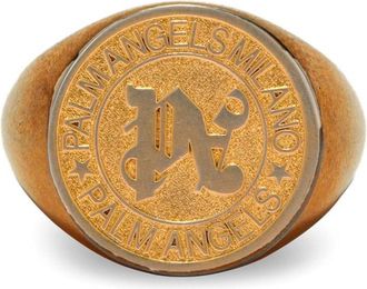 Palm Angels monogram pinky ring - unisex - Brass - 60 - Gold