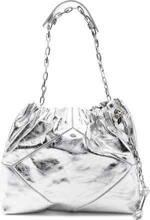 BA&SH Borsa a spalla in pelle con catena - Argento