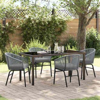 vidaXL Conjunto De Comedor De Jard&iacute;n 5 Pcs Gris Polirat&aacute;n Vidaxl
