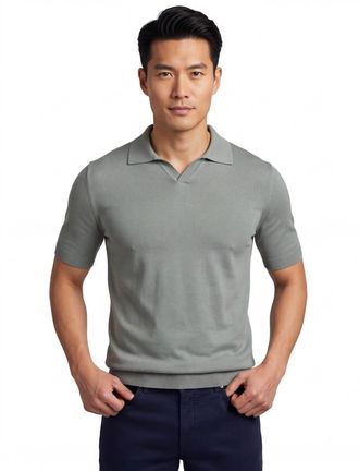 Thomas Maine katoenen Thomas Maine polo v-hals groen effen