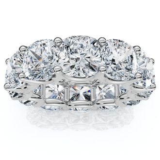 Pompeii3 12Ct Cushion Cut Diamond Eternity Ring 14k Gold Wedding Band Lab Grown