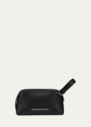 Christian Louboutin Mens Nostalgic Zip Pouch in Grained Leather