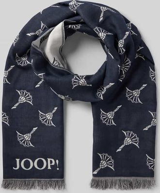 Joop Schal mit Label-Print Modell Feris in Marine, Größe 1