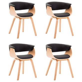 vidaXL Sillas De Comedor 4 Uds Madera Curvada Cuero Sint&eacute;tico Negro Vidaxl