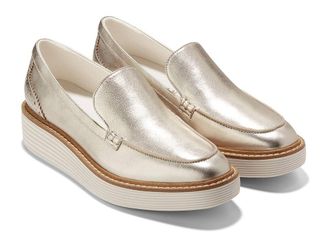 Cole Haan Originalgrand Platform Venetian Loafer Womens Flat Shoes Soft Gold Talca/Ivory : 8.5 B - Medium, Leather