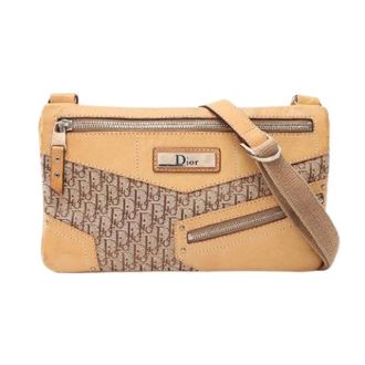 Dior Pre-owned Street Chic Trotter Canvas Leather Shoulder Bag - Dames - Pre-owned - Beige - Maat: ONE Size Leer