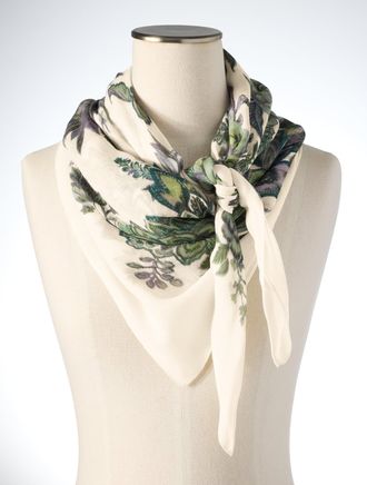 Talbots Fresco Floral Square Scarf - Ivory - 001 Talbots