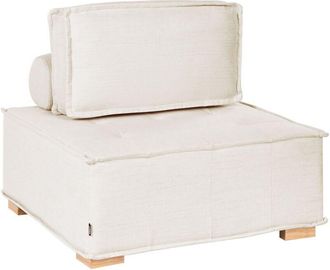 Beliani 1-Seat Section Off-White Fabric Upholstery Solid Wood Legs Quilted Seat Living Room Modern Style TIBRO