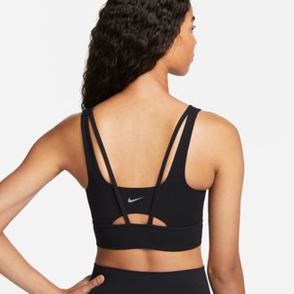Nike Womens Zenvy Medium-Support Padded Longline Sports Bra in Black | DO6619-010