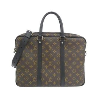 Louis Vuitton Pre-owned Monogram Macassar Porte-Documents Voyage Briefcase - Heren - Pre-owned - Bruin - Maat: ONE Size Leer