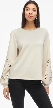 Vila Sweatshirt VILA VISANDY L/S DETAIL SWEAT TOP - NOOS, Damen, Gr. XXL, birch, Sweatware, Obermaterial: 50% Viskose, 44% Polyester, 6% Elasthan, unifarbe