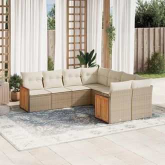 vidaXL Vidaxl - Juego De Sof&aacute;s De Jard&iacute;n Con Cojines Beige 8 Pzas Rat&aacute;n Pe
