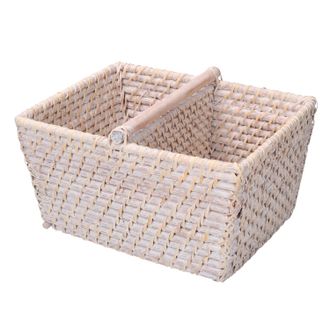 Vacchetti Portatutto Rattan Algarve Bianco Rettangolare Cm26x21h15