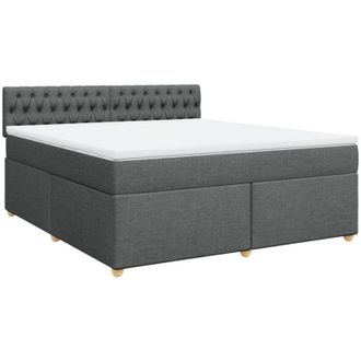 vidaXL Vidaxl - Cama Box Spring Con Colch&oacute;n Tela Gris Oscuro 180x200 Cm