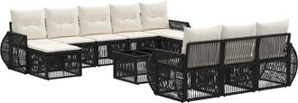 vidaXL Conjunto De Sof&aacute;s De Jard&iacute;n 11 Uds. Negro Y Blanco Crema Vidaxl