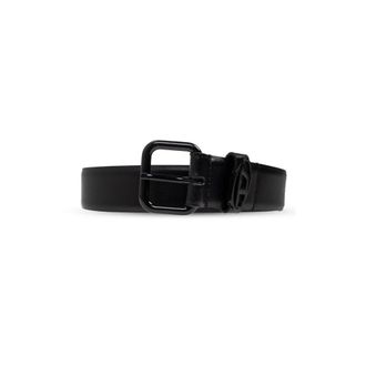 Diesel Belts, unisex, Black, Size: 105 CM Leather belt Oval D Logo B-1Dr