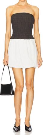 LnA Elise Mini Dress In Black Top With Vapor Skirt