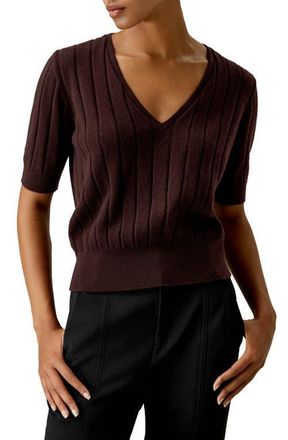 LilySilk V-Neck Cashmere T-shirt in Fruitwood at Nordstrom, Size X-Large