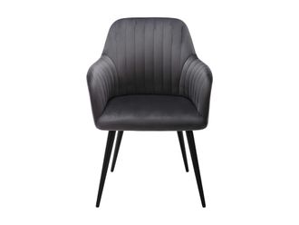 VENTE-UNIQUE.COM Set de 2 sillas terciopelo gris antracita