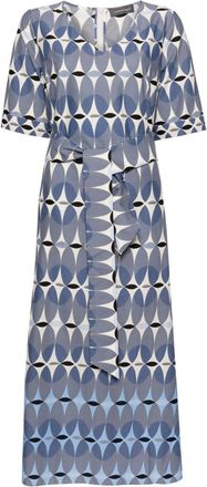 Lorena Antoniazzi geometric-print midi dress - women - Cotton/Elastane - 44 - Blue