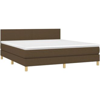 vidaXL Vidaxl - Cama Box Spring Con Colch&oacute;n Led Tela Marr&oacute;n Oscuro 180x200 Cm