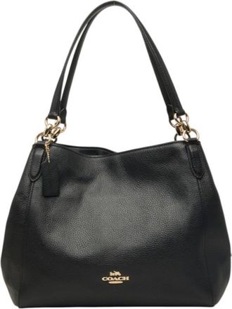 Coach Black Leather Shoulder Bag Tote Bag (Pre-Owned)