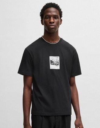 HUGO BOSS Mens HUGO Darthy Mens Dog Graphic T-Shirt - Black - Size: 40