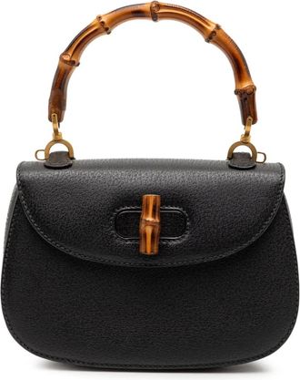 Gucci Borsa a tracolla Night in pelle di vitello zigrinata con bamb&ugrave; XX secolo - Nero
