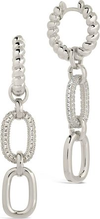 Sterling Forever Andi Chain Link Drop Hoop Earrings