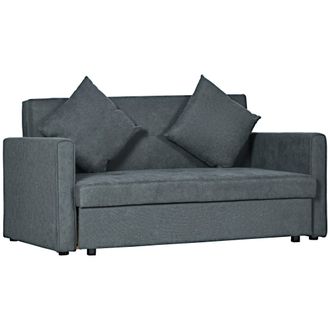 HOMCOM 2 Seater Sofa Bed - Convertible Bed Settee - Modern Fabric Loveseat Sofa Couch with 2 Cushions - Hidden Storage for Living Room - Guest Room