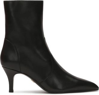 Kazar Minimalistische zwarte leren laarzen - Dames - Laarzen met Hak - Zwart - 38 EU - Leer - Schoenen