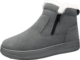 Generic Men snow boots with thick velvet and warm cotton shoes cold resistant thick soled casual short boots (Grey,6.5)