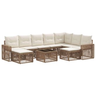 vidaXL Conjunto De Sof&aacute;s De Jard&iacute;n 10 Pcs Beige Y Blanco Crema Vidaxl