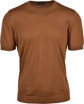 Drumohr Cotton Crew Neck Top - Brown