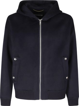 Department Five Navy Hooded Ribbed Trim Wool Jacket