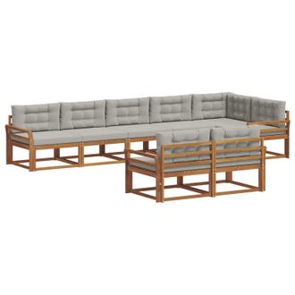 vidaXL Conjunto De Sof&aacute;s De Exterior 8 Pcs Gris Natural Y Claro Vidaxl
