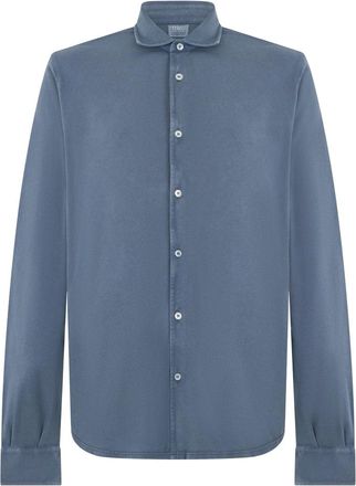 Fedeli Shirt met lange mouwen - Heren - Casual Overhemden - Blauw - 3XL - Katoen - Overhemden