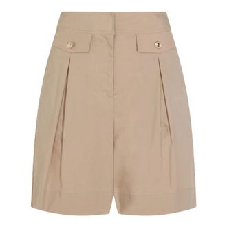 Twin-Set High-Waisted Tailored Shorts with Pleats and Flap Pockets