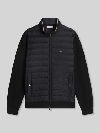 Tommy Hilfiger Regular Fit Strickjacke mit Steppeinsatz aus Baumwoll-Mix in Black, Gr&ouml;&szlig;e XXL