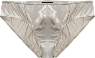 Dolce & Gabbana Lichtgrijze Zijden Slip Basic Lijn - Dames - Onderbroek - Grijs - 2XL - Ondergoed