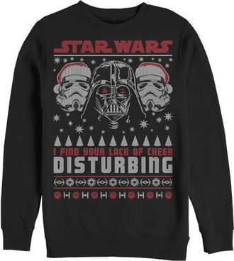 Star Wars Mens Star Wars Ugly Christmas Lack of Cheer Disturbing Sweatshirt in Black at Nordstrom, Size Xxx-Large