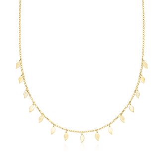 Canaria Canaria Italian 10kt Yellow Gold Leaf Station Necklace