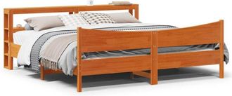 vidaXL Vidaxl - Estructura Cama Con Cabecero Madera Pino Marr&oacute;n Cera 180x200 Cm