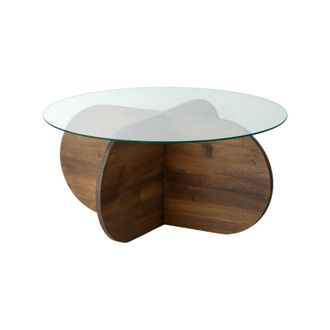 Dmora Mesa de caf&eacute; de madera nueces 75x75 cm