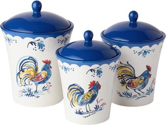Certified International French Rooster Canister 3Pc Set