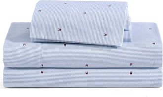 Tommy Hilfiger Ithaca Flag Stripe Cotton Percale Sheet Set in White/blue/red at Nordstrom, Size Twin Xl