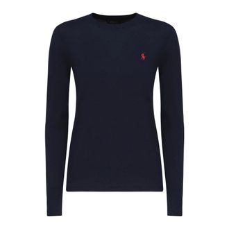 Polo Ralph Lauren Blue Cotton Embroidered Long Sleeve T-shirt - female - Polo Ralph Lauren - Long Sleeve T-Shirts - Blue - XL - Tops